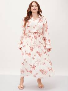 MOTF PREMIUM 大碼花卉圖案百褶半身裙