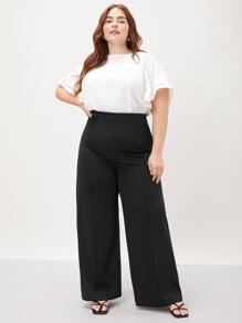 MOTF PREMIUM PLUS VISCOSE WIDE-LEG TROUSERS - Black - View 8