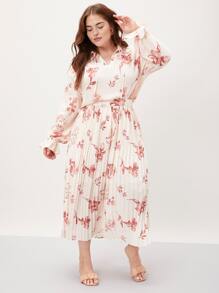 MOTF PREMIUM 大碼花卉圖案百褶半身裙