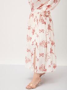 MOTF PREMIUM 大碼花卉圖案百褶半身裙