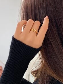 DAZY 幾何裝飾戒指 - 金黃色 - 查看 2