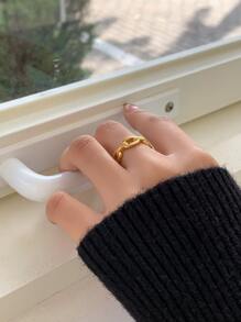 DAZY 幾何裝飾戒指 - 金黃色 - 查看 3