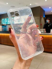 Funda transparente para teléfono con papel en forma de corazón, compatible con iPhone 11, iPhone 13, iPhone 14 Pro Max - transparente - Ver 2