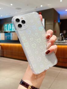 Funda transparente para teléfono con papel en forma de corazón, compatible con iPhone 11, iPhone 13, iPhone 14 Pro Max - transparente - Ver 3