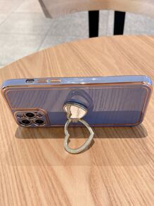 Hộp đựng điện thoại màu thuần có giá đỡ hình trái tim - Màu tím - Xem 2