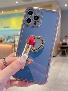 Hộp đựng điện thoại màu thuần có giá đỡ hình trái tim - Màu tím - Xem 4