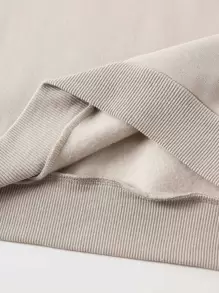 SHEIN EZwear Frog & Mushroom Print Thermal Pullover - Beige - View 3