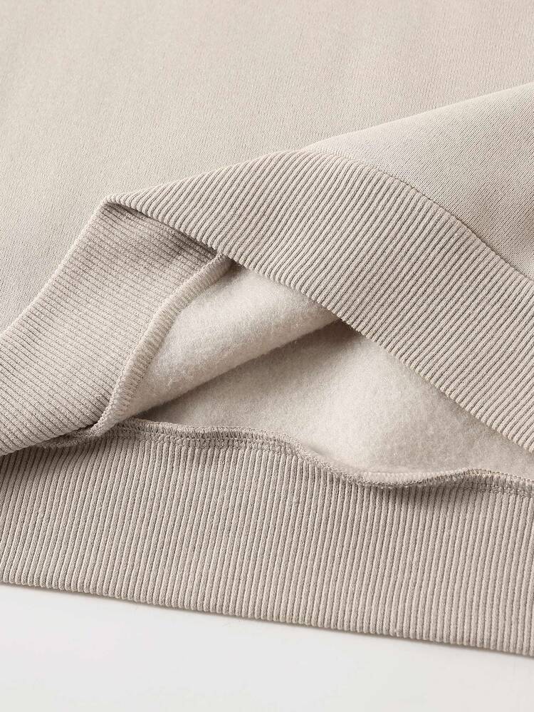 INAWLY Áo len giữ nhiệt mùa thu với họa tiết núi và chữ cái - Màu be - Xem 5