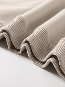 SHEIN EZwear Frog & Mushroom Print Thermal Pullover - Beige - View 5