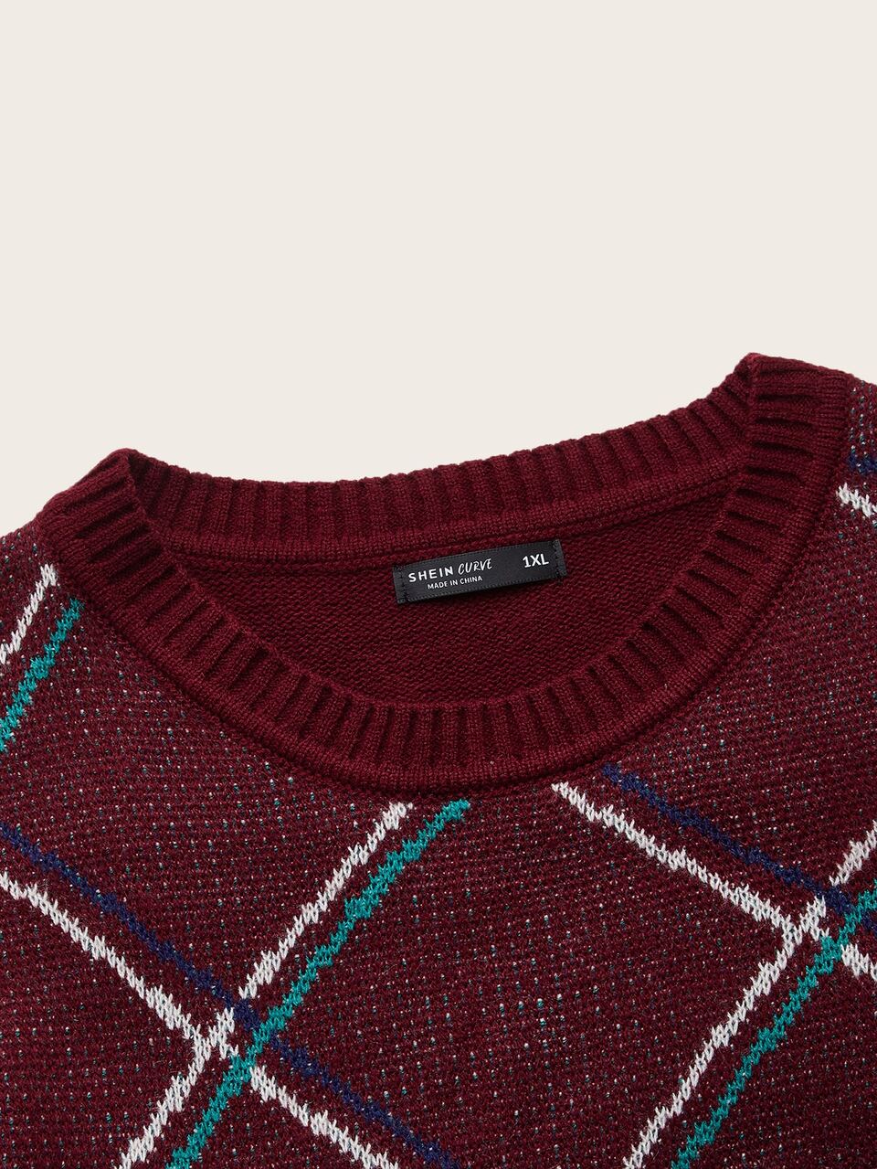 Plus Plaid Pattern Drop Shoulder Sweater