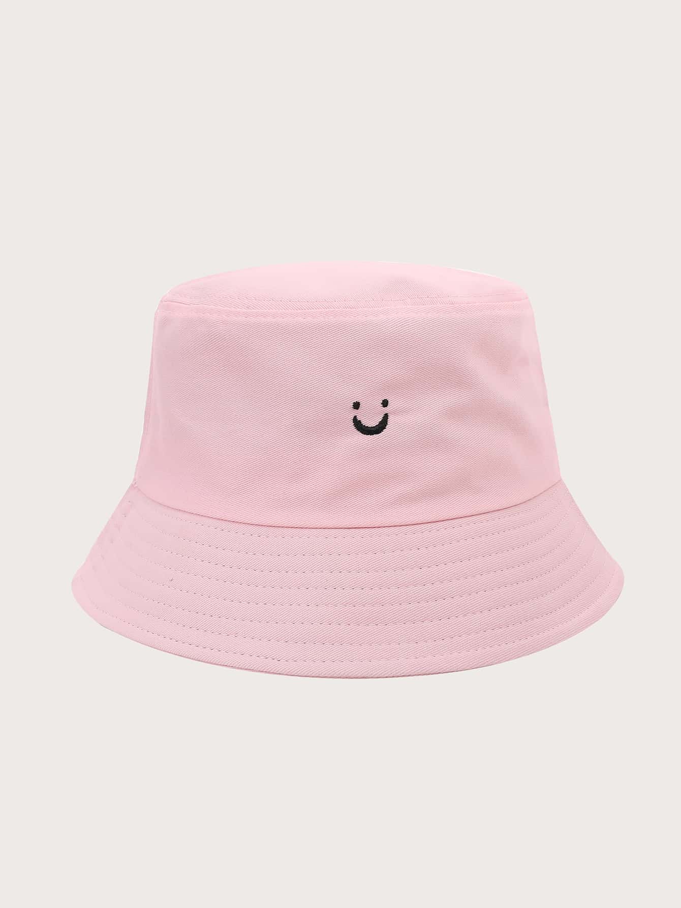 Cartoon Embroidered Bucket Hat - Pink - View 1