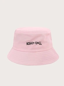 Cartoon Embroidered Bucket Hat - Pink - View 3
