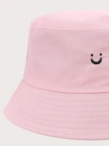 Cartoon Embroidered Bucket Hat - Pink - View 2
