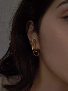 1pc Layered Ear Cuff Trang sức bằng đồng - Vàng - Xem 1