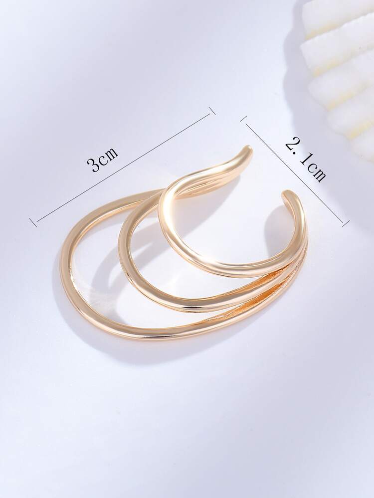 1pc Layered Ear Cuff Trang sức bằng đồng - Vàng - Xem 3