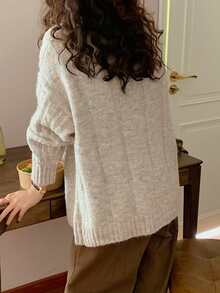 Drop Shoulder Oversized Cable Knit Sweater