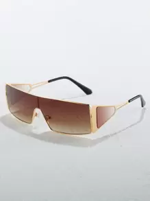 Retro Pilot Style Fashion Glasses, Fashion Eyewear - Brown - View 2