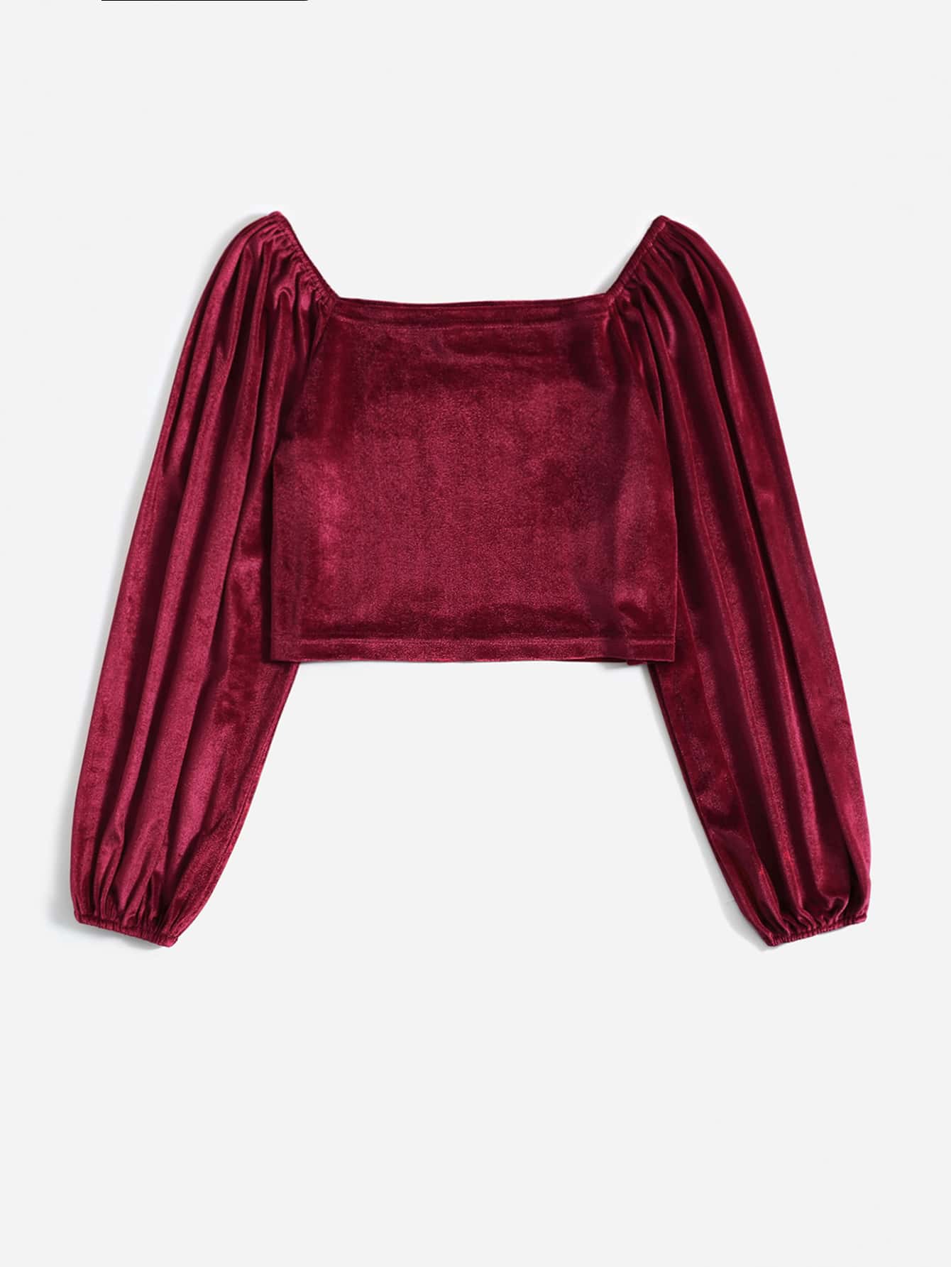 Top de manga farol de terciopelo - Burdeos - Ver 1