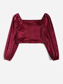Top de manga farol de terciopelo - Burdeos - Ver 2
