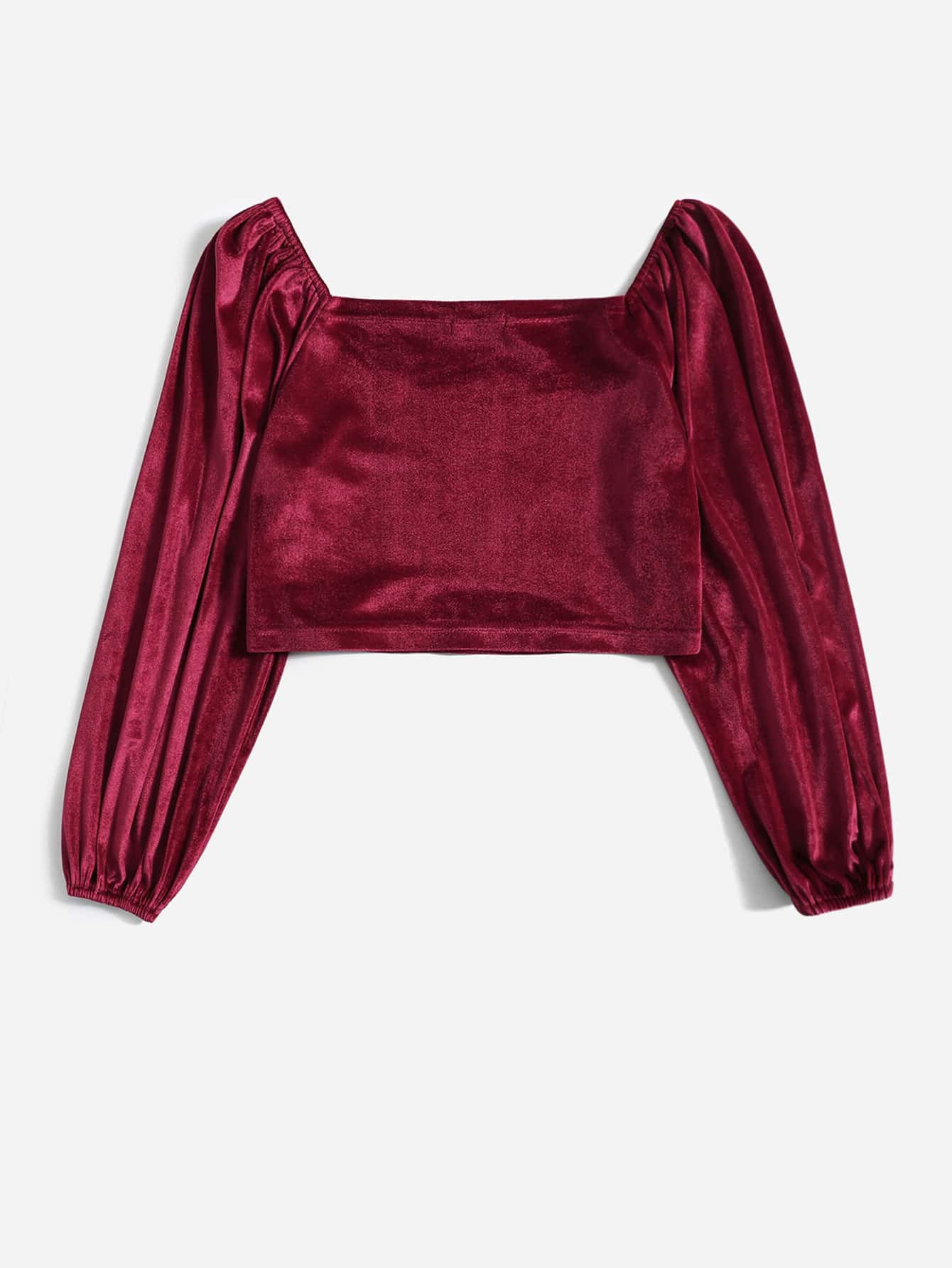 Top de manga farol de terciopelo - Burdeos - Añade 2