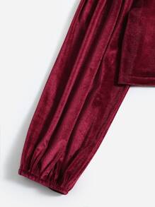 Top de manga farol de terciopelo - Burdeos - Ver 3