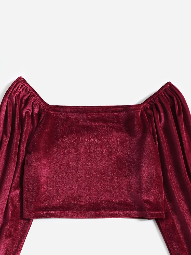 Top de manga farol de terciopelo - Burdeos - Añade 4