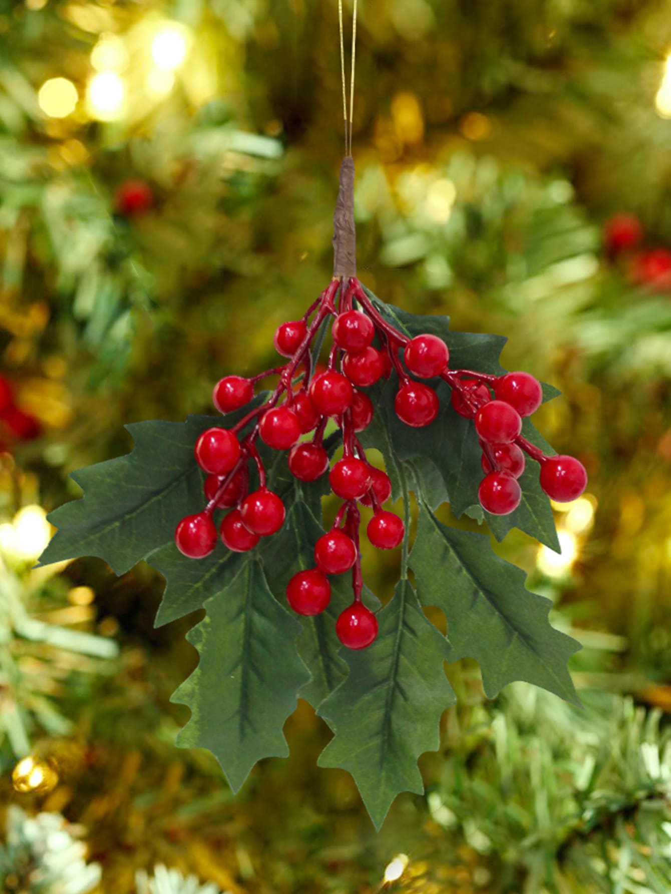 1pc Christmas Holly Fruit Decor Wall Hanging - Red - View 1