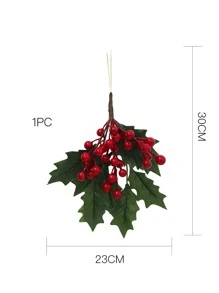 1pc Christmas Holly Fruit Decor Wall Hanging - Red - View 3