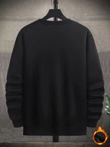 Manfinity 男士標語和熊貓印花保暖套頭衫 - 黑色 - 查看 2