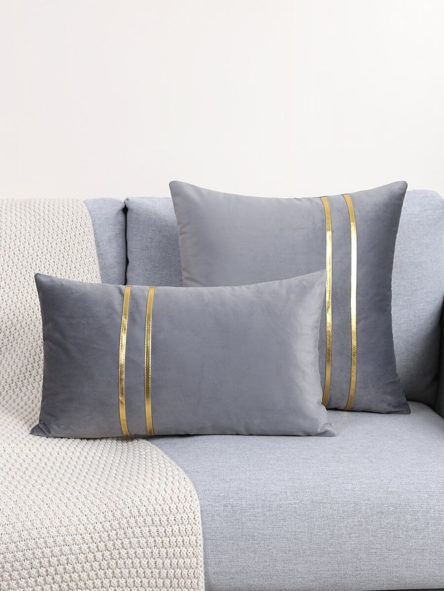 1 pieza Funda de cojín con detalles metálicos sin relleno, funda de almohada simple para sofá y sala de estar
