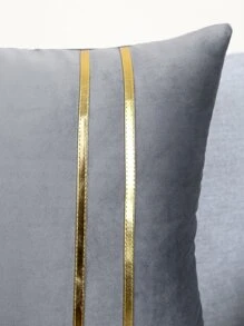 1 pieza Funda de cojín con detalles metálicos sin relleno, funda de almohada simple para sofá y sala de estar - Gris - Ver 4