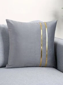 1 pieza Funda de cojín con detalles metálicos sin relleno, funda de almohada simple para sofá y sala de estar - Gris - Ver 6