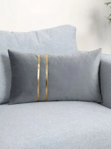 1 pieza Funda de cojín con detalles metálicos sin relleno, funda de almohada simple para sofá y sala de estar - Gris - Ver 7