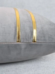 1 pieza Funda de cojín con detalles metálicos sin relleno, funda de almohada simple para sofá y sala de estar - Gris - Ver 8