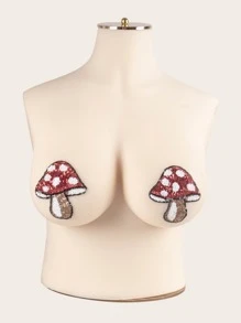 大碼1對亮片拼接蘑菇造型乳貼 - 彩色 - 查看 1