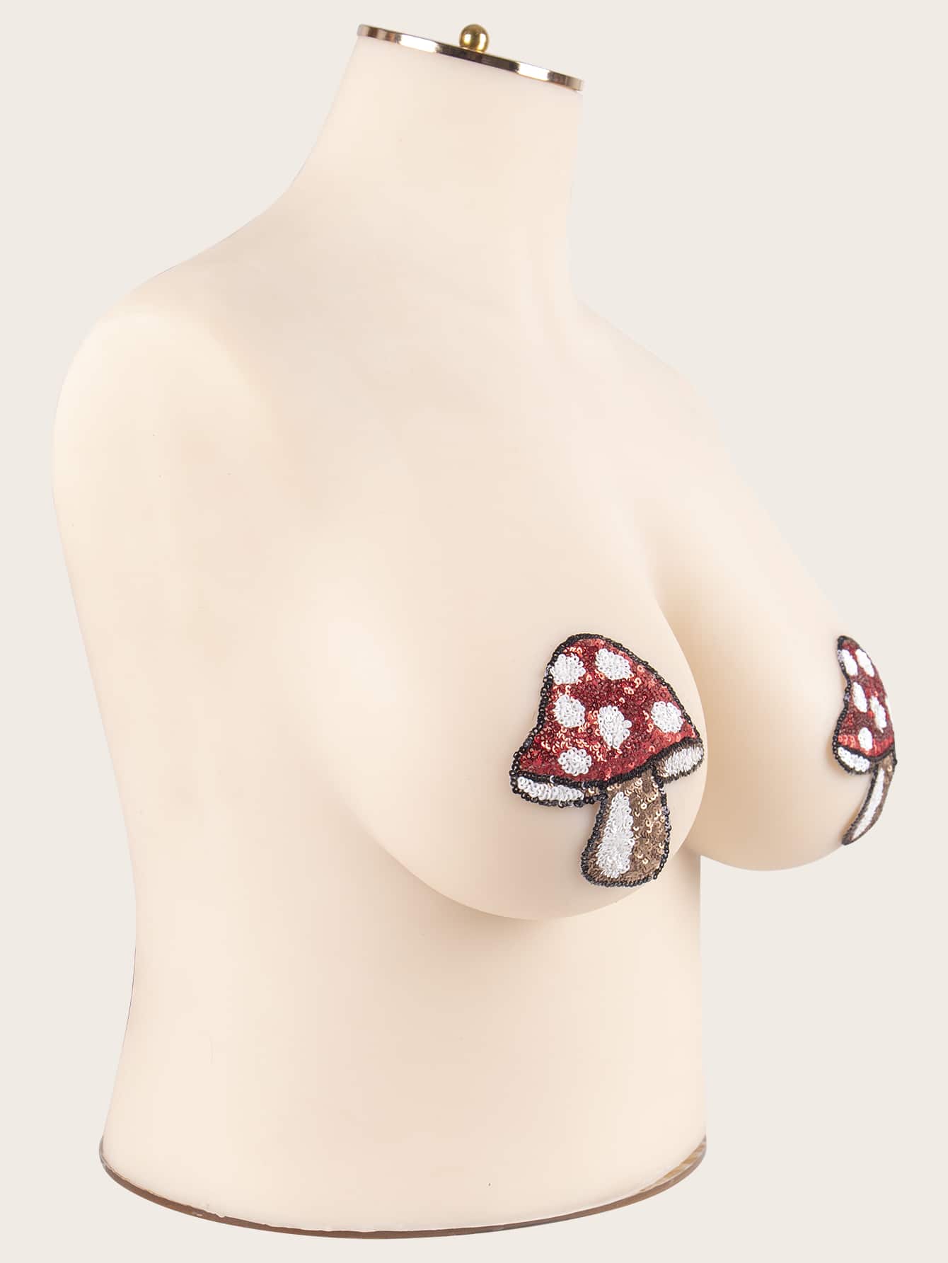 Plus 1 Pair Contrast Sequin Mushroom Shape Nipple Cover - Multicolor - View 2
