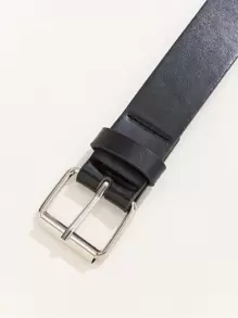 1pc Women's PU Leather Belt With Simple Square Buckle And Plum Blossom Shaped Eyelets, Fashion Decorative Black Belt For Daily Wear - Black - View 5