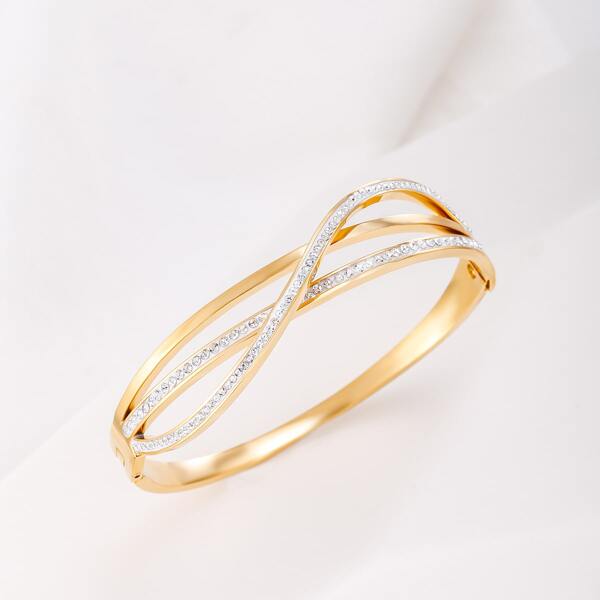 

18K Gold Plated Rhinestone Decor Bangle