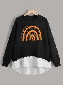 SHEIN LUNE Casual Halloween Grote maat t-shirt Hoog Laag