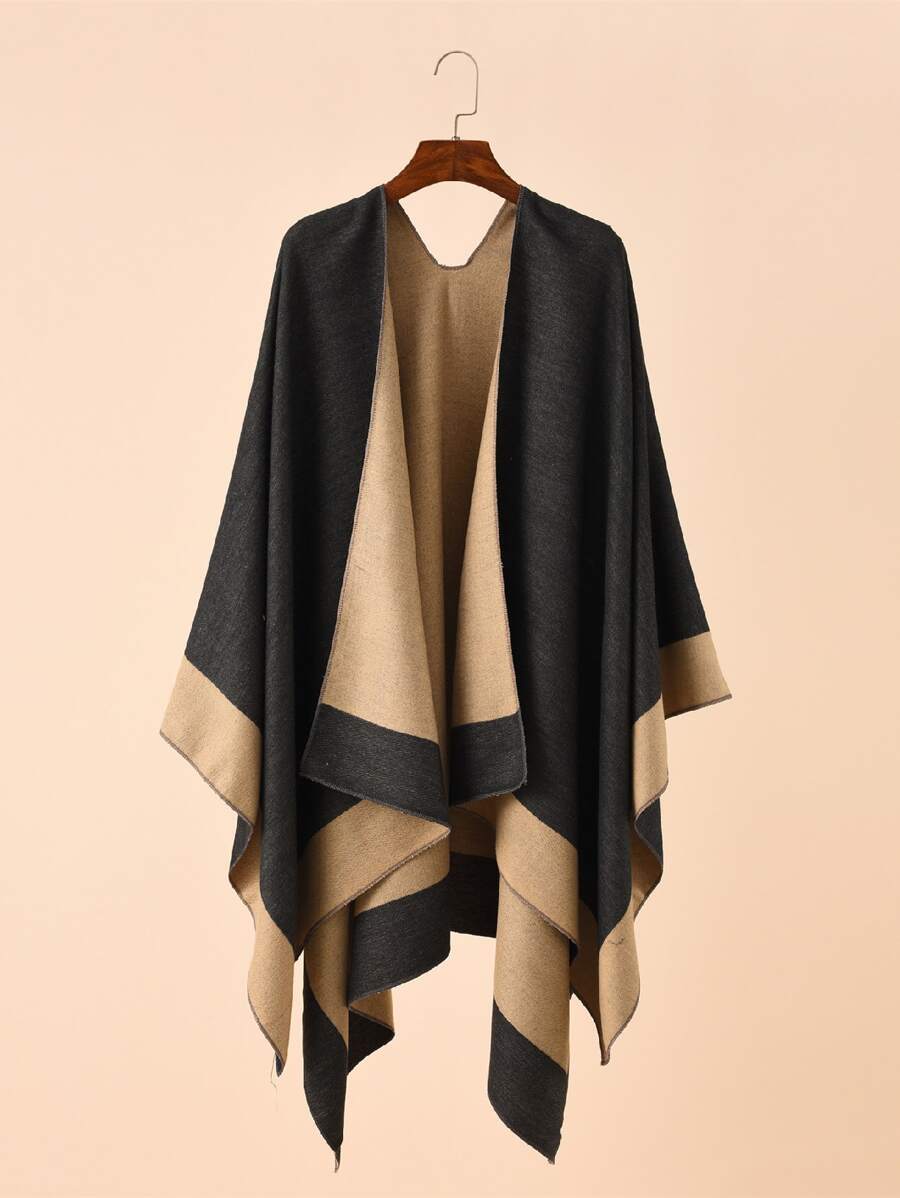1pc Colorblock Casual Versatile Simple Women Shawl/Poncho - Multicolor - View 1