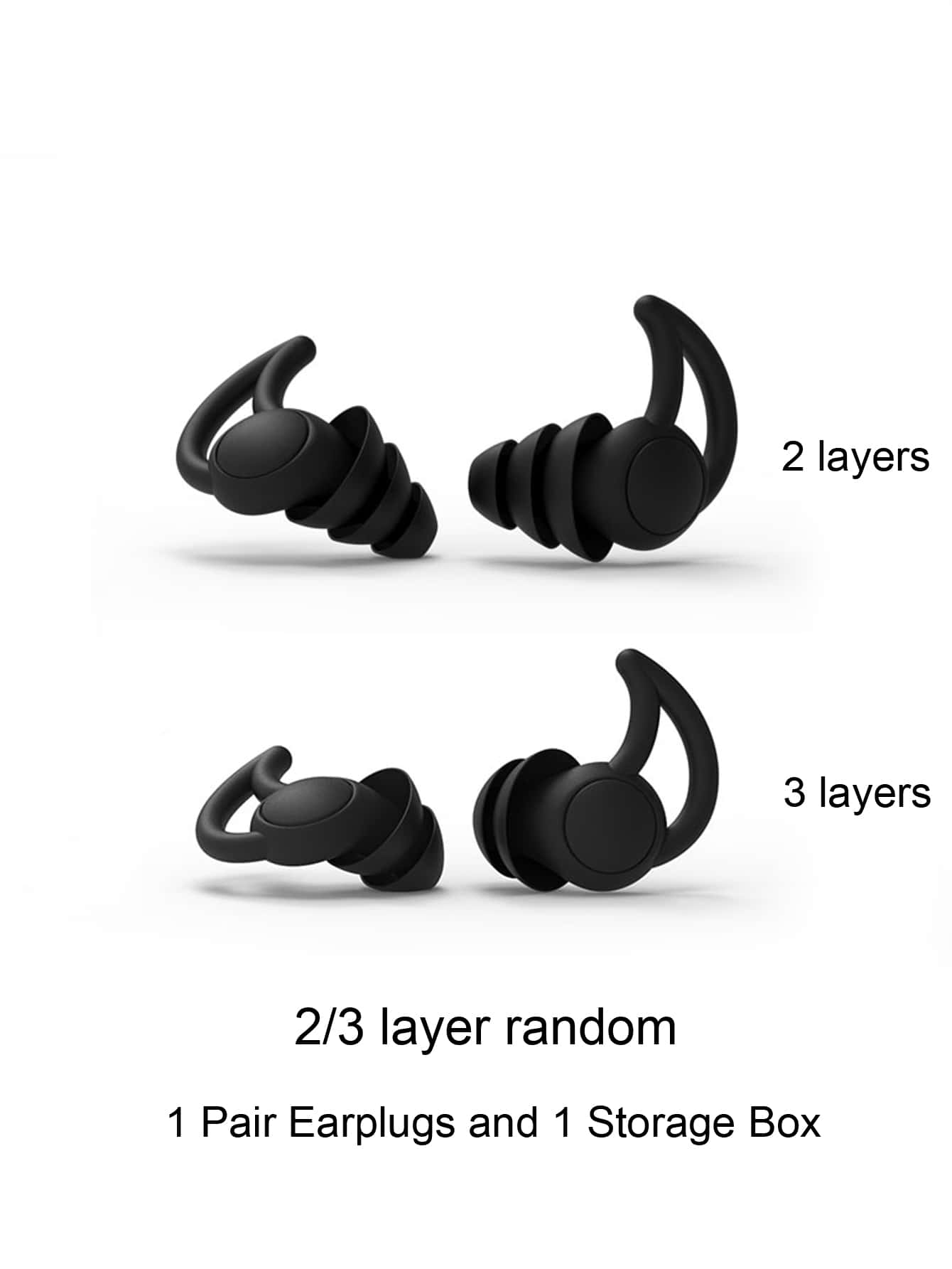 1對素色隨機耳塞和1件盒 - 黑色 - 查看 4