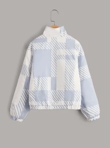 SHEIN Tween Boy 格子拉链填充外套