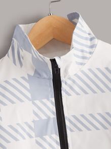 SHEIN Tween Boy 格子拉链填充外套