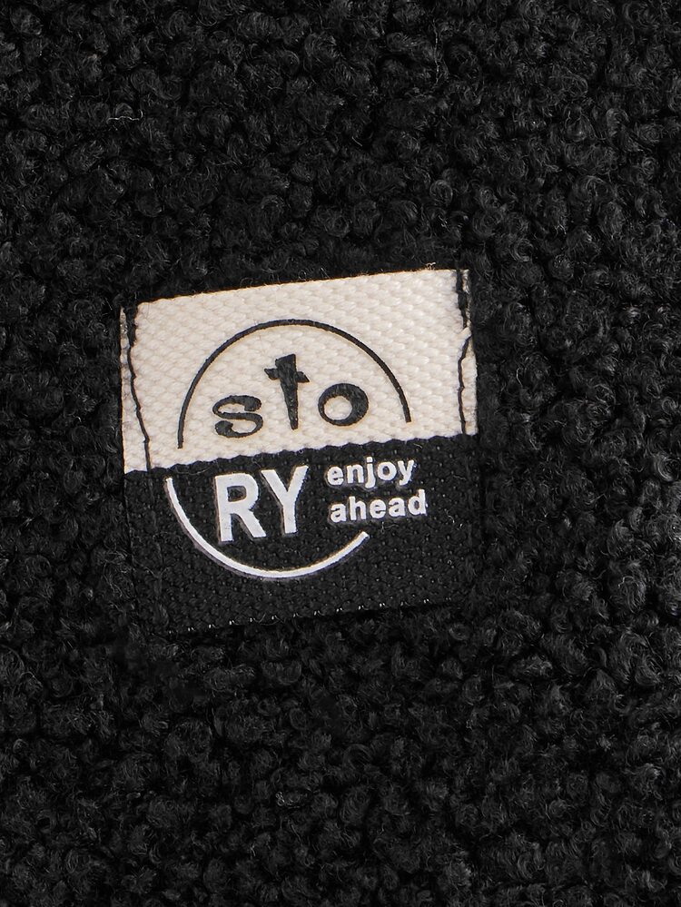 SHEIN 男孩字母補丁細節拉鍊搖粒絨飛行員夾克 - 黑色 - 查看 3