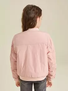 SHEIN Girls Zipper Bomber Winter Bomber Jacket - Baby Pink - View 2