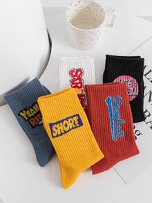 5pairs Letter Graphic Crew Socks - Multicolor - View 4