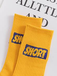 5pairs Letter Graphic Crew Socks - Multicolor - View 5