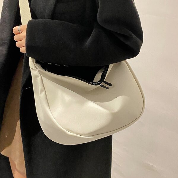 

Minimalist Double Zipper Crossbody Bag, Beige