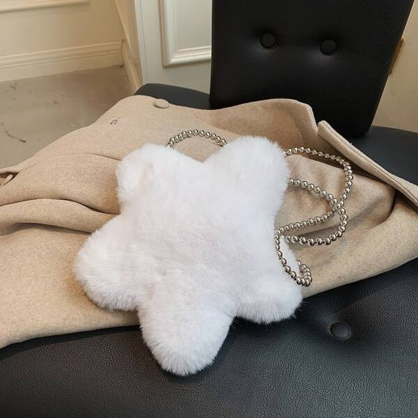 

Minimalist Fluffy Chain Novelty Bag, White
