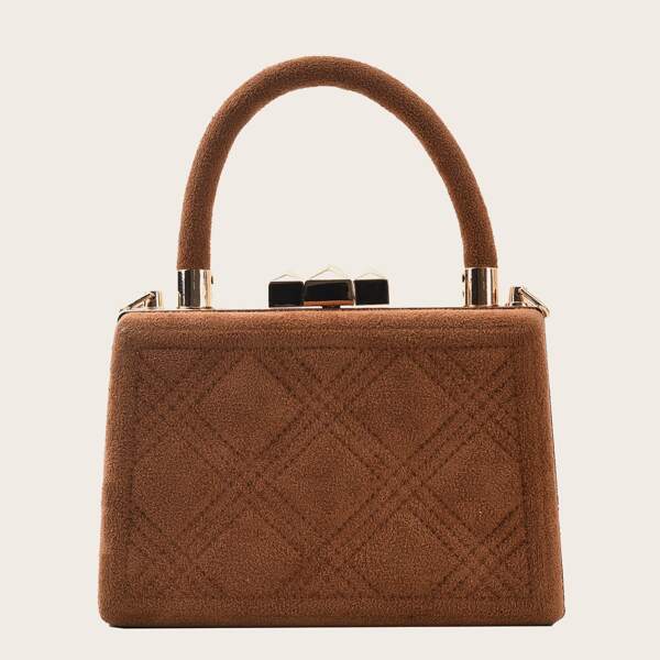 

Quilted Box Bag, Brown